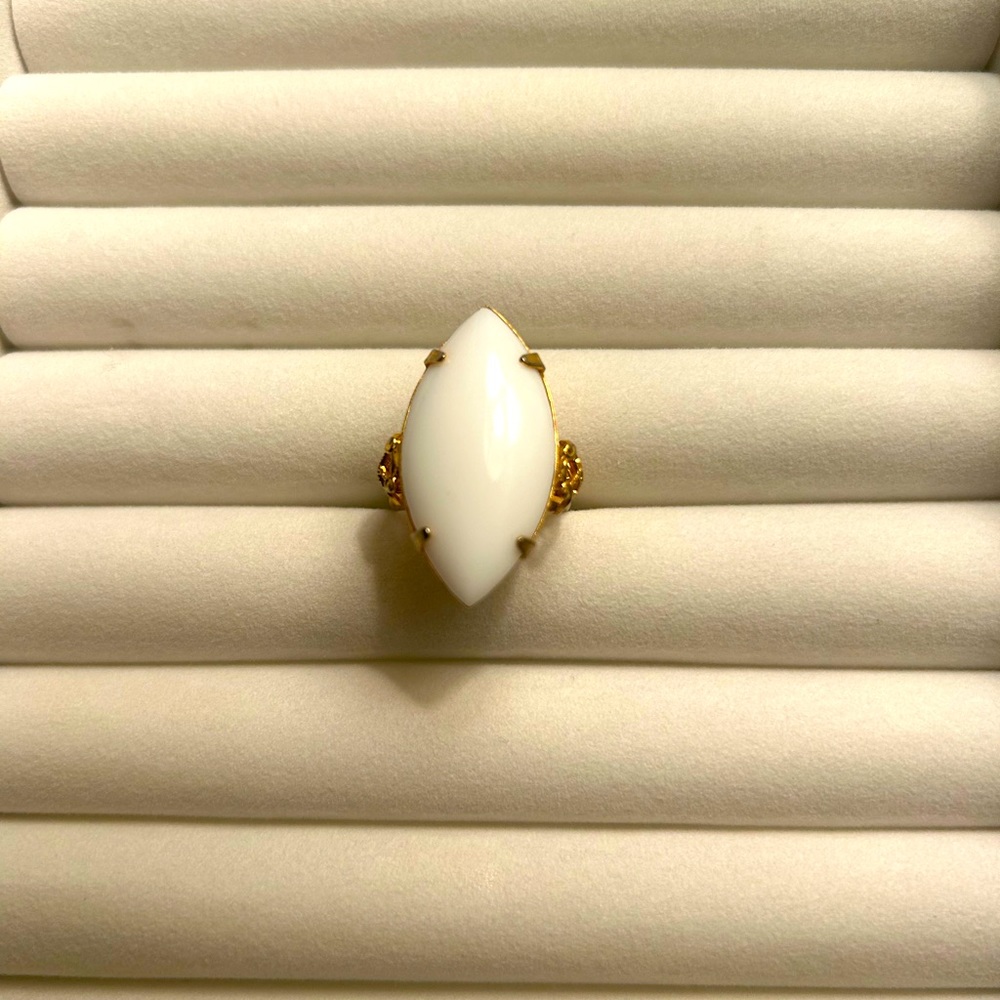 Vintage antique ring l white stone l marquise cut l size 7